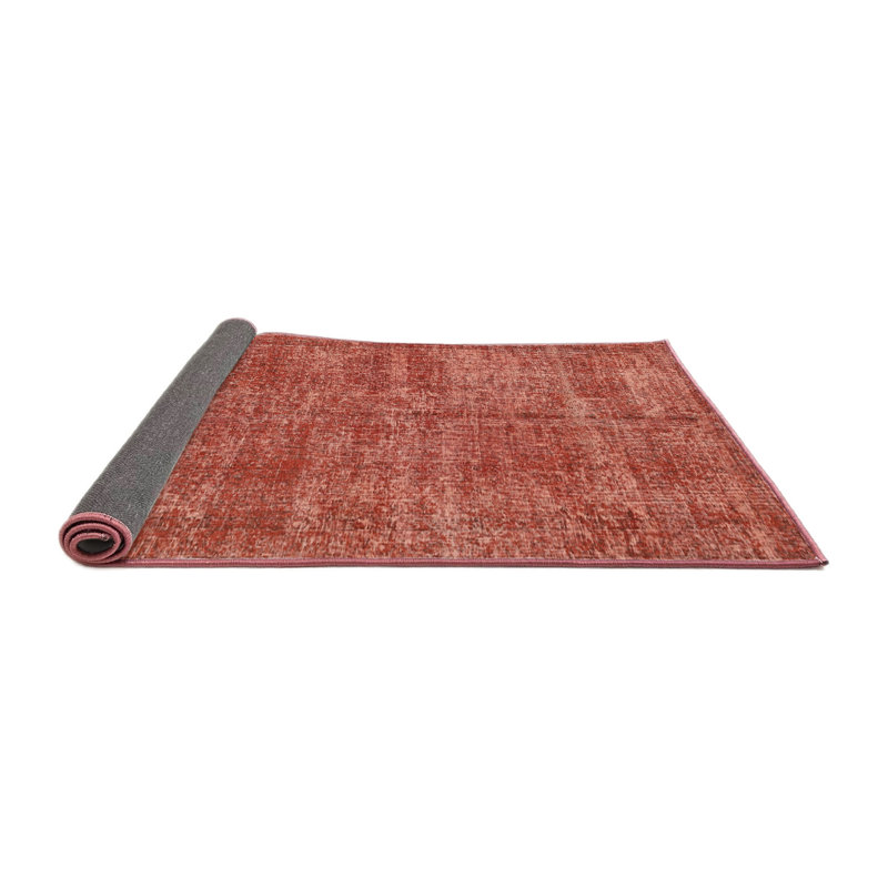 Tapis orange / gris en laine Abstract, Rond 6 pi