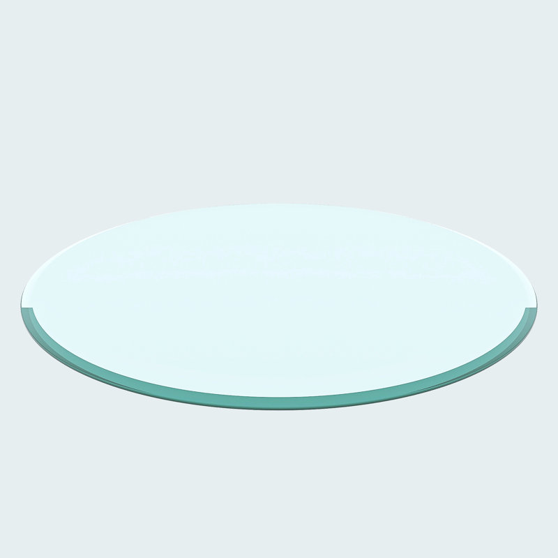 Plateau de table rond en verre trempé d'une seule pièce, verre transparent bord biseauté épais de 2/5 po d'épaisseur, esthétique et pratique pour de nombreuses applications 