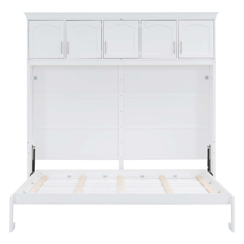 Lit escamotable mural avec armoires supérieures Murphy, Double, Blanc