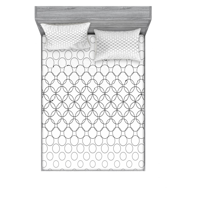 Microfiber Geometric Sheet Set, Full Sheet Set with Fitted Sheet