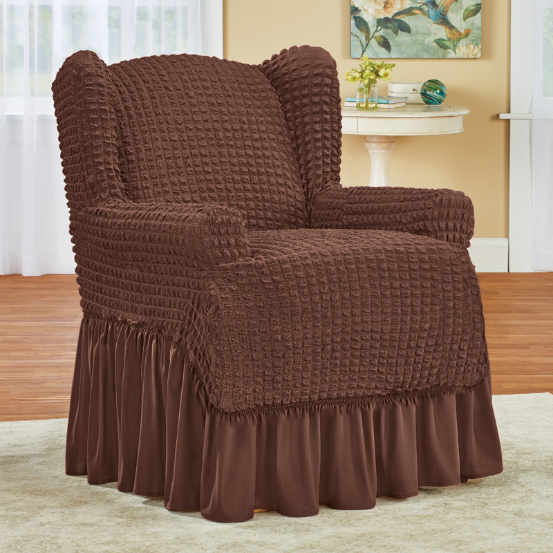 Housse à oreilles à coussin carré et à volants, Chocolat