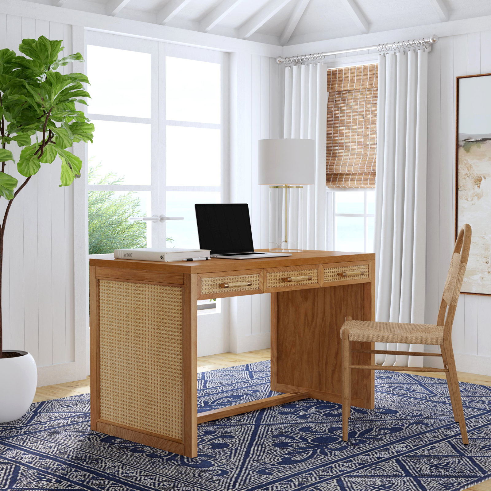 Trey 48" Oak Writing Desk