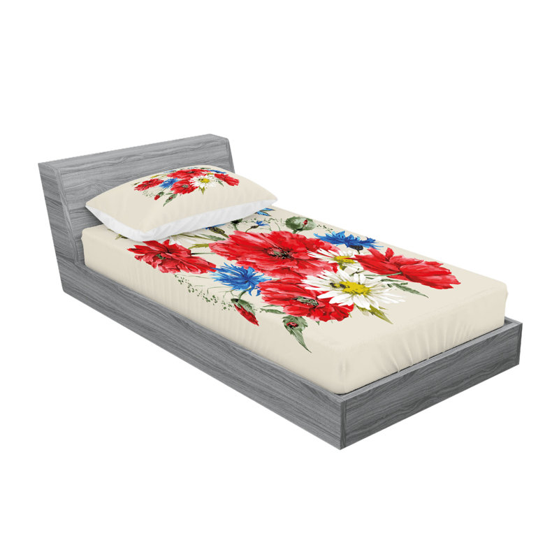 Multicolore drap-housse et coussin décoratif Ambesonne, Ensemble de draps-housses pour lit simple + 2 taie