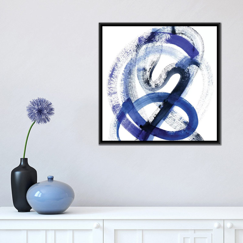 «Blue Kinesis III», impression sur toile, H 18 po x l 18 po x P 1,5 po, Toile avec cadre noir, Pas de tapis