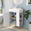 Meuble-lavabo blanc 21,6 po, armoire combinée, meuble de rangement pour salle de bain, lavabo simple en céramique, rangement sur le côté droit