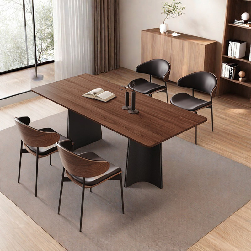 Retro rectangular family dining table sets, 29.52"H x 78.74"L x 35.43"W
