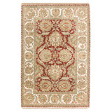 High-Quality Hand-Knotted Red And Ivory Area Rug