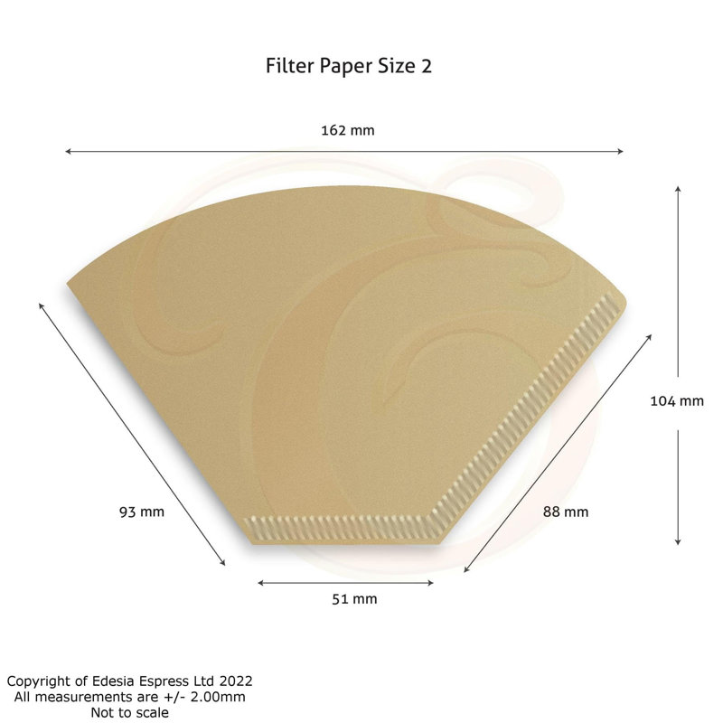 300 Size 2 Brown Unbleached Coffee Filter Paper Cones, Brown