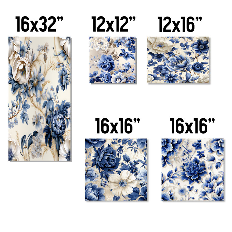 Odalys - Floral Wall Decor Set Of 5, Wrapped Canvas
