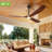 70'' 3-Blade Modern Indoor/Outdoor Ceiling Fan with LED Light & Remote – High CFM Quiet DC Motor, Solid Walnut Wood Propeller Design | Standard Light Kit Included, Ideal for Patio, Coastal & Farmhouse Spaces-1062692221