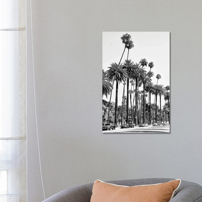 Black California Series - L.A's Palm Trees 1 Piece Wrapped Canvas Wall Art