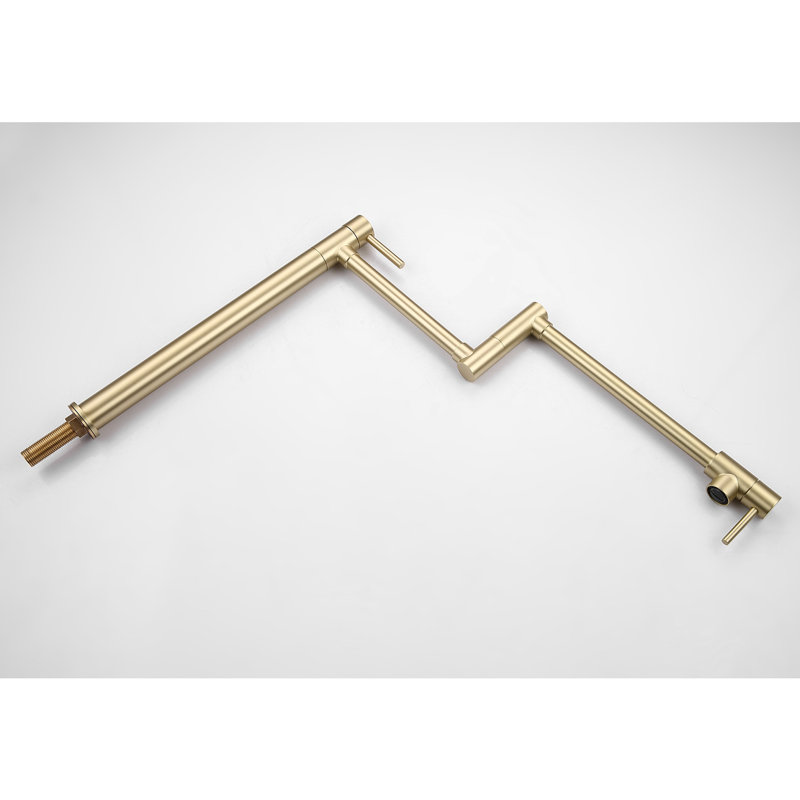 Pot Filler Faucet With Extension - 360 Swivel And Foldable, Brushed Gold, Brass, Double Handles For Seamless Water Release, Corrosion Surface Treatment Rotatable Foldable Design, Efficient