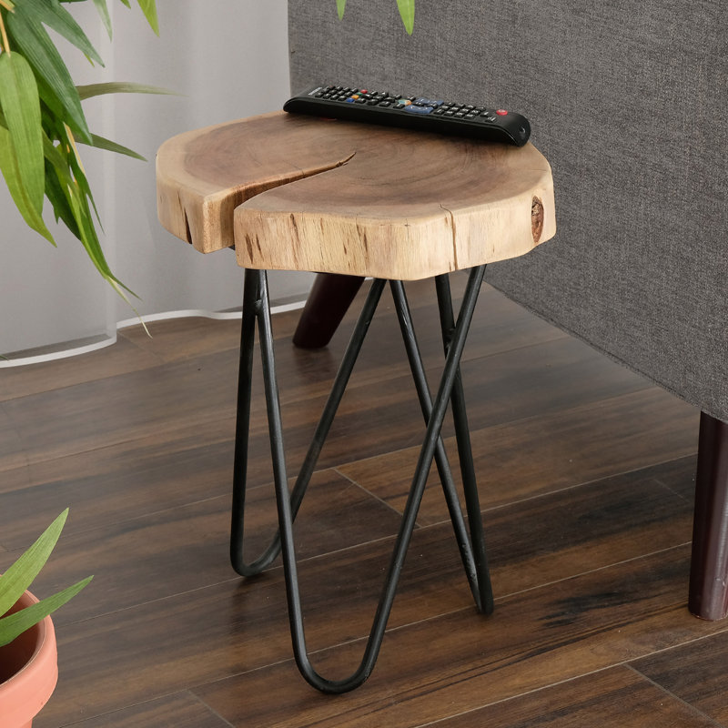 Table de bout ronde en bois et métal 12 po Ameyia