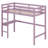 High Wood Loft Bed, With Safety Guardrail, Built-In Desk, Ladder-1386632893