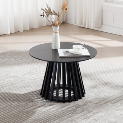 Rilma Solid Wood Base Single Coffee Table, Round Coffee Table for Living Room