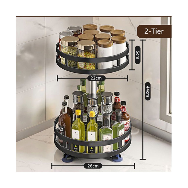  2-Tier Metal Spice Rack Seasoning Organizer For Table Top Pantry Kitchen Storage