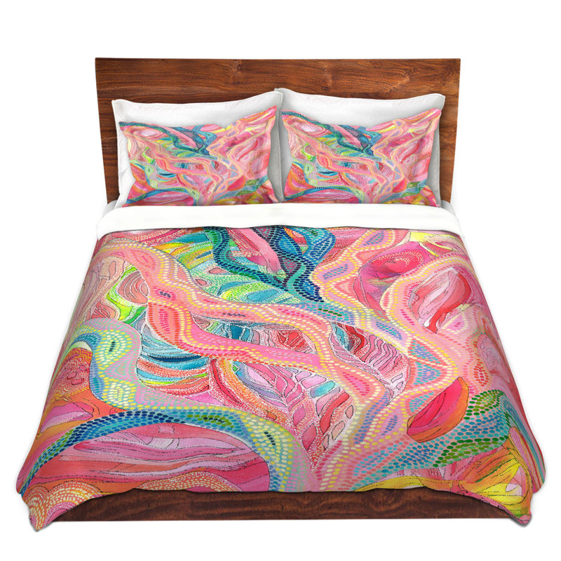 Ensemble de housse de couette en microfibre DiaNoche par Sonia Begley - Coral Sunrise
