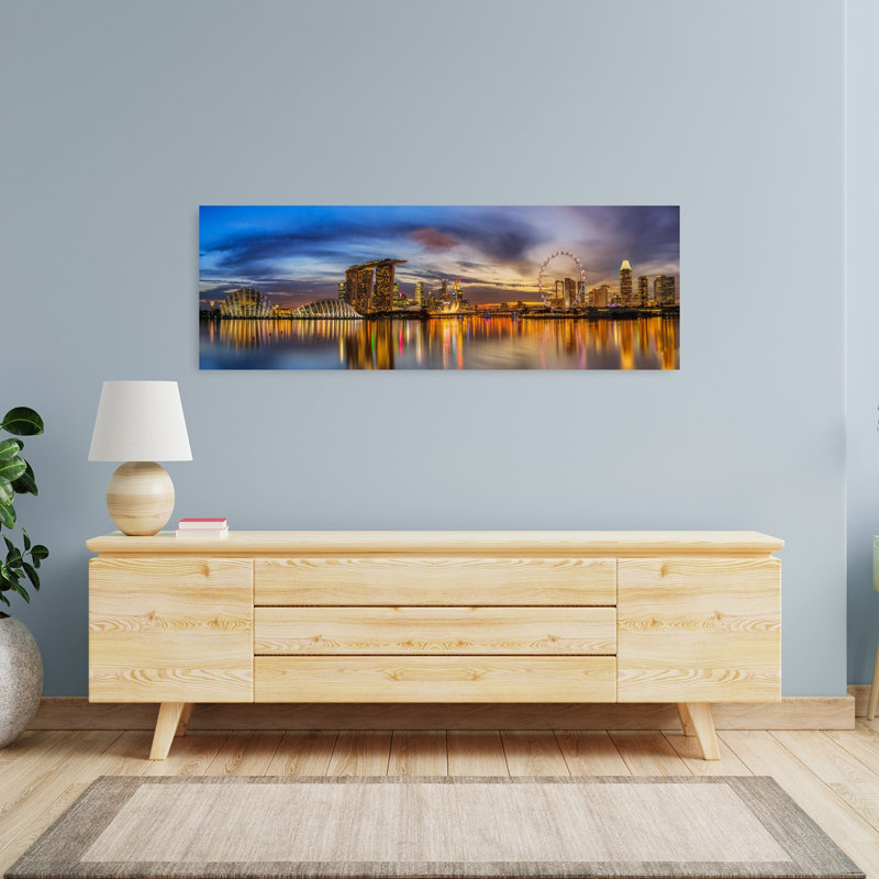Marina Bay Twilight Glow 1 Piece Wrapped Canvas Panoramic Wall Art, 121.92 cm H x 40.64 cm W