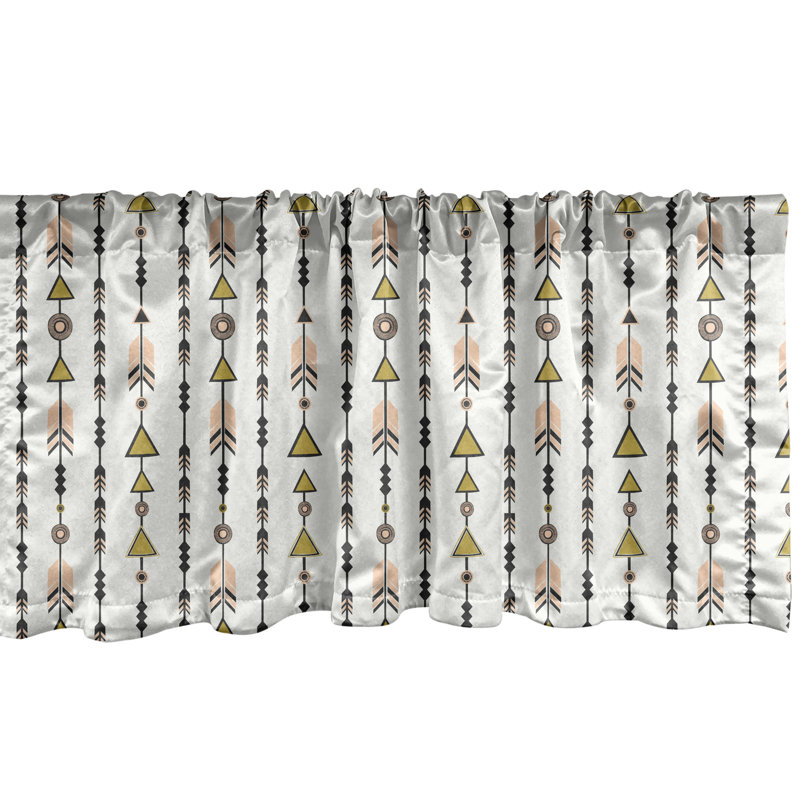 Cantonnière Ambesonne - paquet de 2 - Boho style rétro - noir, rose, vert, L 54 po x L 12 po