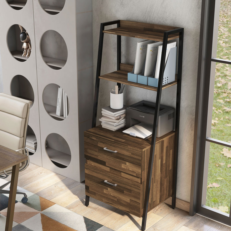 25.59'' Wide 2 -Drawer File Cabinet, Brown/Black