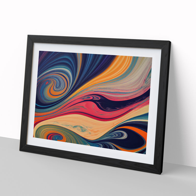 Marble Abstract Vol.4 - Single Picture Frame Print, Black, 46cm H x 64cm W x 2cm D