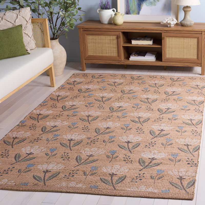 Saffron Hand Woven Jute/Sisal; Chenille; Cotton Floral Indoor Rug, 5'-0" X 8'-0" Rectangle