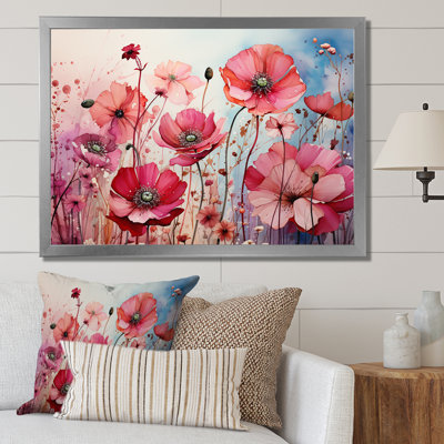 " Pink Crimson Flower Meadow Field VI "