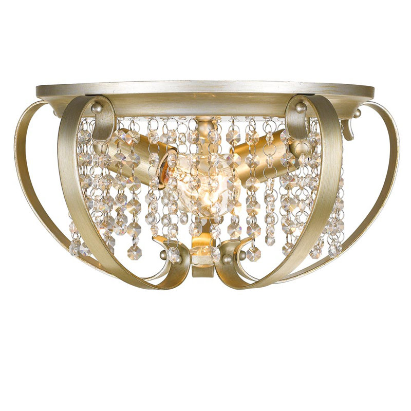 Ella White Gold Crystal 2-Light Flush Mount