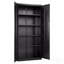 Armoire de rangement en métal, armoire de garage verrouillable en acier de 68,9 po avec 4 tablettes réglables, 2 portes magnétiques, 2 clés, 5 outils de rangement pour garde-manger, entrepôt, sous-sol, buanderie, bureau, noir