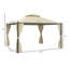 Pavillon de jardin extérieur avec rideaux. 10 pi x 12 pi, structure en acier, toit. Endroit relaxant. Beige pour utilisation en patio. Fabrication, intimité