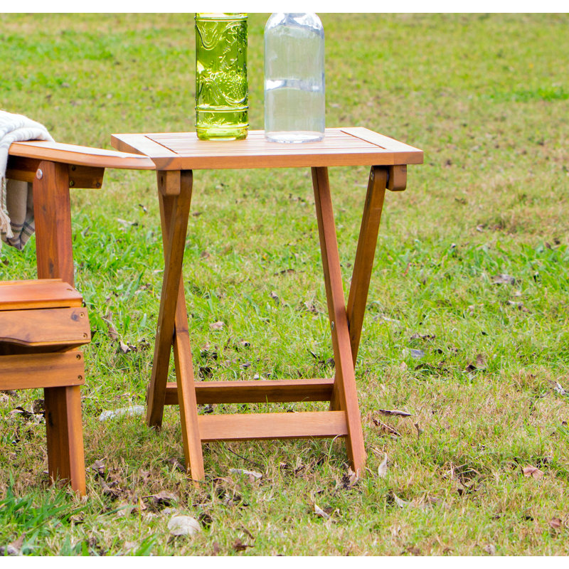 Table d'appoint pliante en bois massif Joseline, Brun