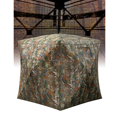 Tente de camouflage imperméable 2 personnes pour la chasse aux cerfs et à la dinde, abri dissimulé portatif avec fenêtres, porte silencieuse et sac de transport