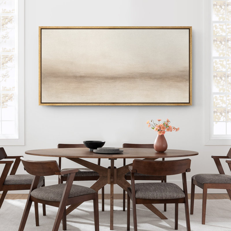 Large Framed Canvas Print Wall Art - Beige Abstract Landscape Print for Modern Neutral Home Decor, Natural, 30" H x 60" W