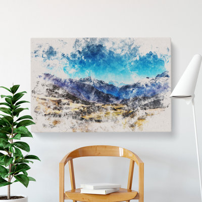 The Annapurna Circuit In Nepal Watercolour - Wrapped Canvas Print