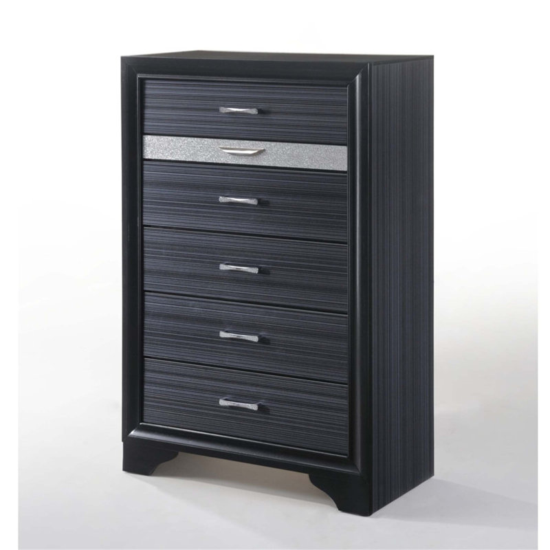 Commode à 5 tiroirs avec finition Naima, Noir