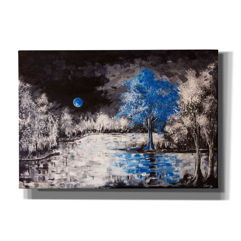«Blue Moon», art mural sur toile, H 18 po x l 26 po x P 0,75 po