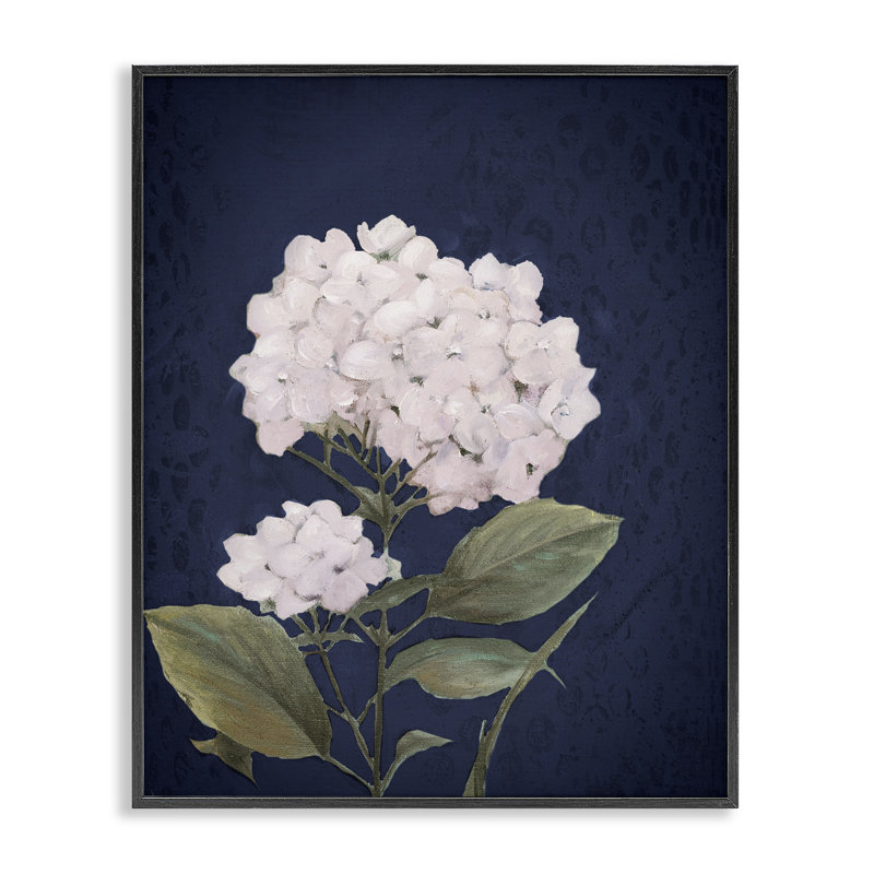 «White Hydrangea Blossom White», art de la giclée blanche par Patricia Pinto, Giclée encadrée noir minuit, H 20 po x l 16 po