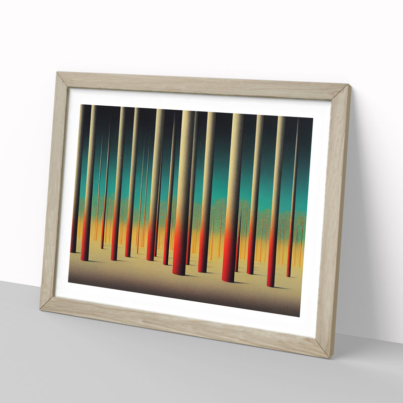 Astounding Abstract Forest - Single Picture Frame Print, 46cm H x 64cm W x 2cm D, Oak Framed