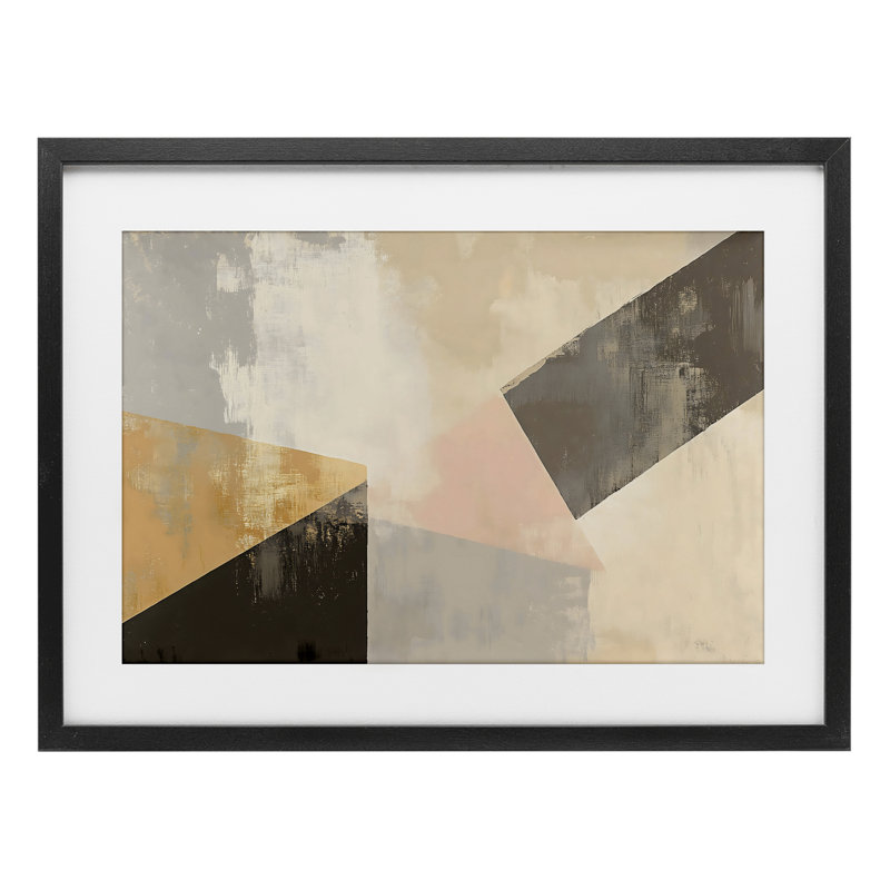 «Distinct Shapes Neutrals», reproduction sous verre encadrée, design par Franklyn Gregory, H 14 po x l 20 po