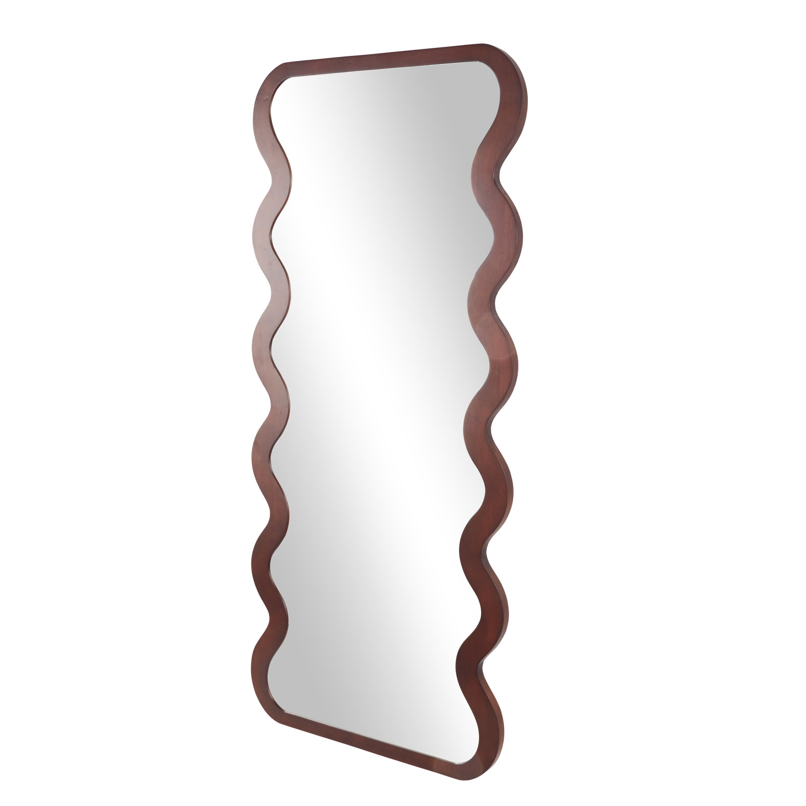 Wood Wavy Room Wall Mirror
