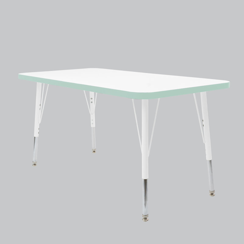 Table rectangulaire d'activités thermofusionnées avec pieds réglables et pivotants standard, H 30 po x l 24 po x P 48 po