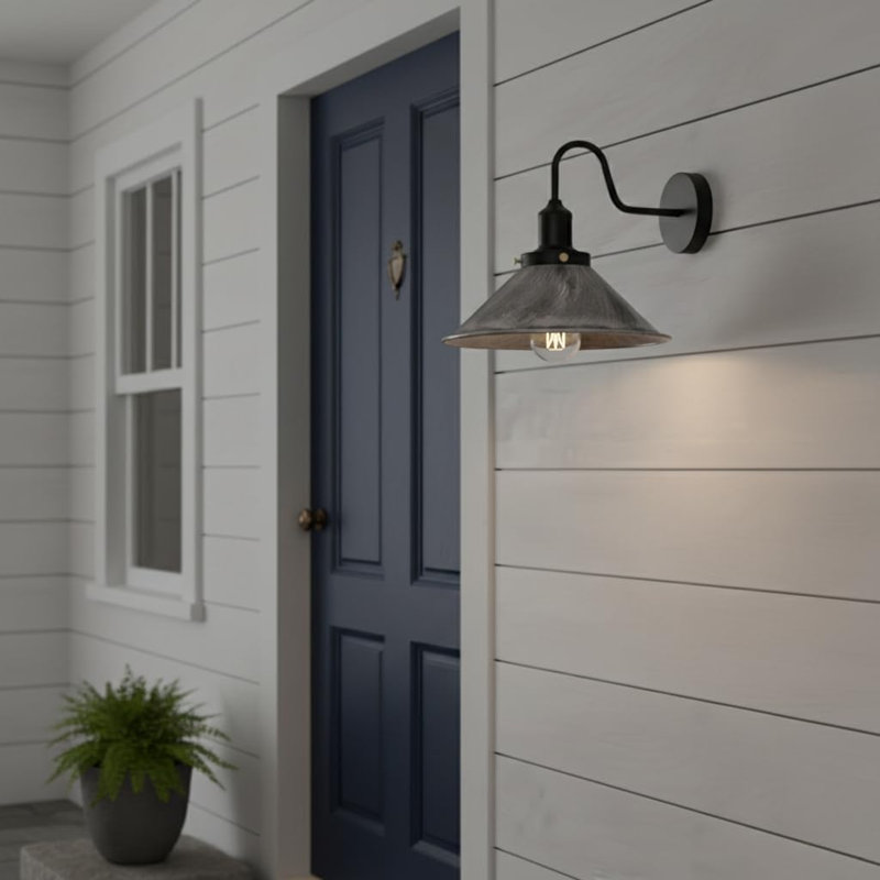Wall Sconces Farmhouse Gooseneck Barn Light, Vintage Matte Indoor Wall Mount Light Fixture, Anti-Rust Indoor Light for Living Room, Bedroom