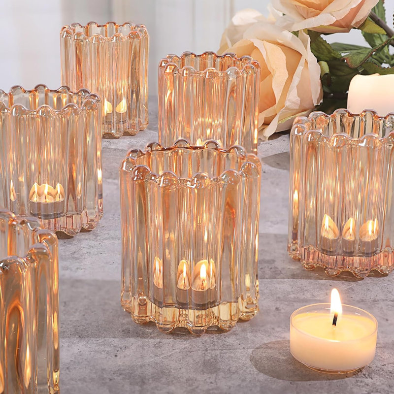 6 porte-bougies votives en verre doré