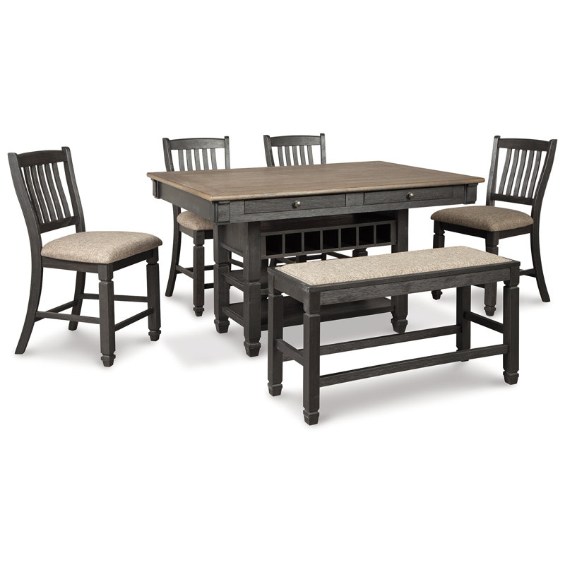 Tyler Creek Counter Height Dining Table and 4 Barstools and Bench
