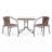Amlie 28'' Square Glass Metal Table with Rattan Edging and 2 Rattan Stack Chairs-248300041