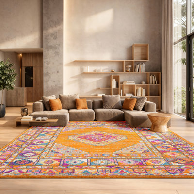 Christa Southwestern Orange/Fuchsia Area Rug