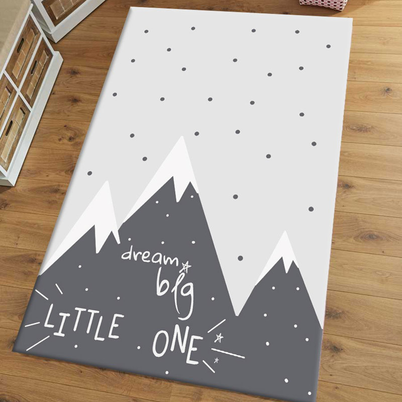 Tapis gris / blanc en polyester tissé à la machine Golub, Rectangle 3 pi 11 po x 5 pi 11 po