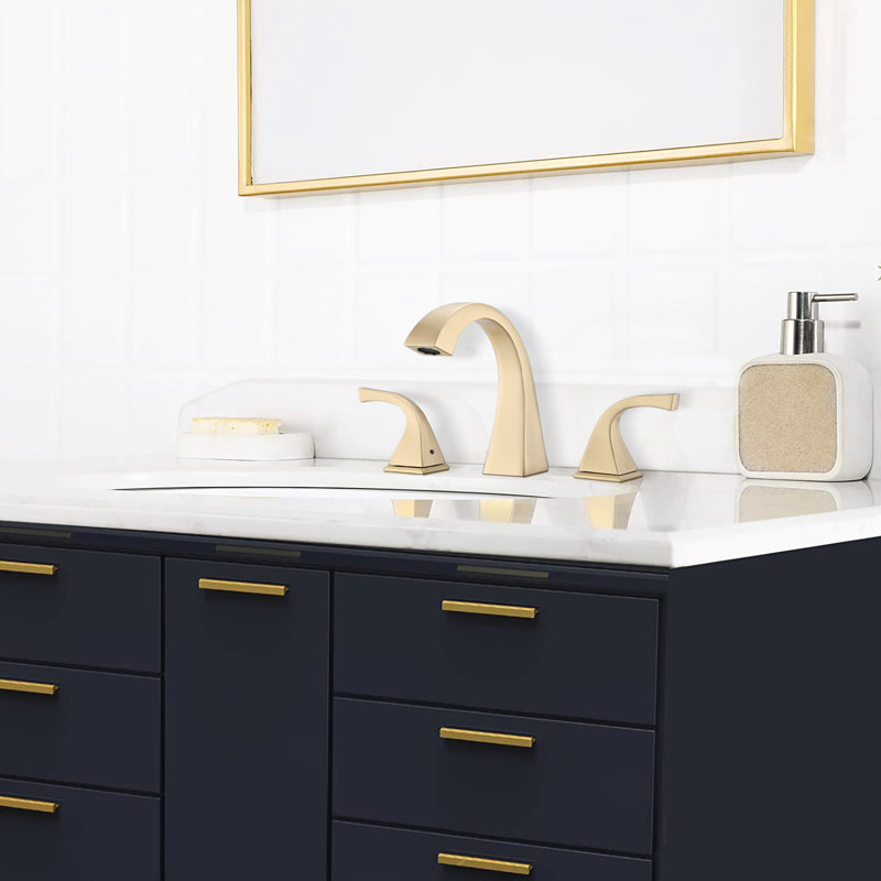 2 Bathroom Faucet With Drain In Brushed Gold - Rust & Corrosion Proof, 1.8 Gpm Flow Rate, 8" Centers, 4.25" Spout Height, 5.45" Reach, Build, 4.5 Lb Product Weight, 5.73 Shipping 16.14*12.79*3.34