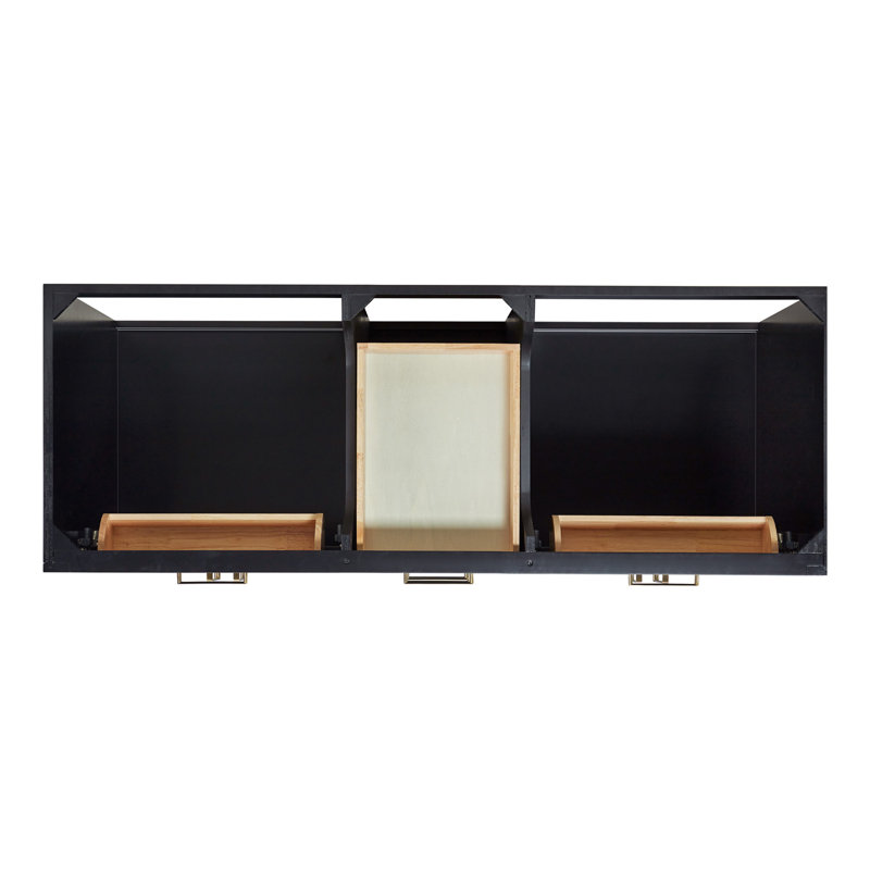 60" Double Bathroom Vanity Base Only, Black