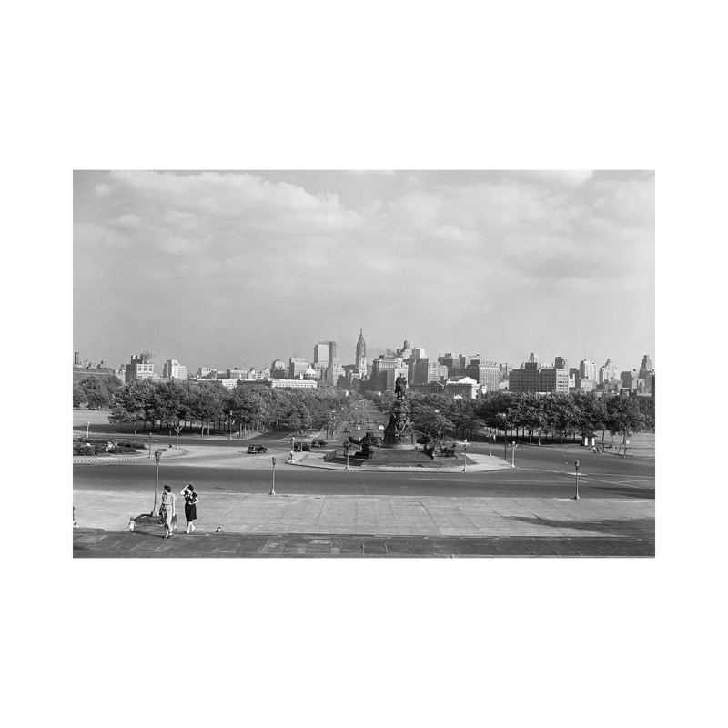 1946 Skyline Of Philadelphia From Steps Of The Art Museum - Wrapped Canvas Print, 20.32 cm H x 30.48 cm W